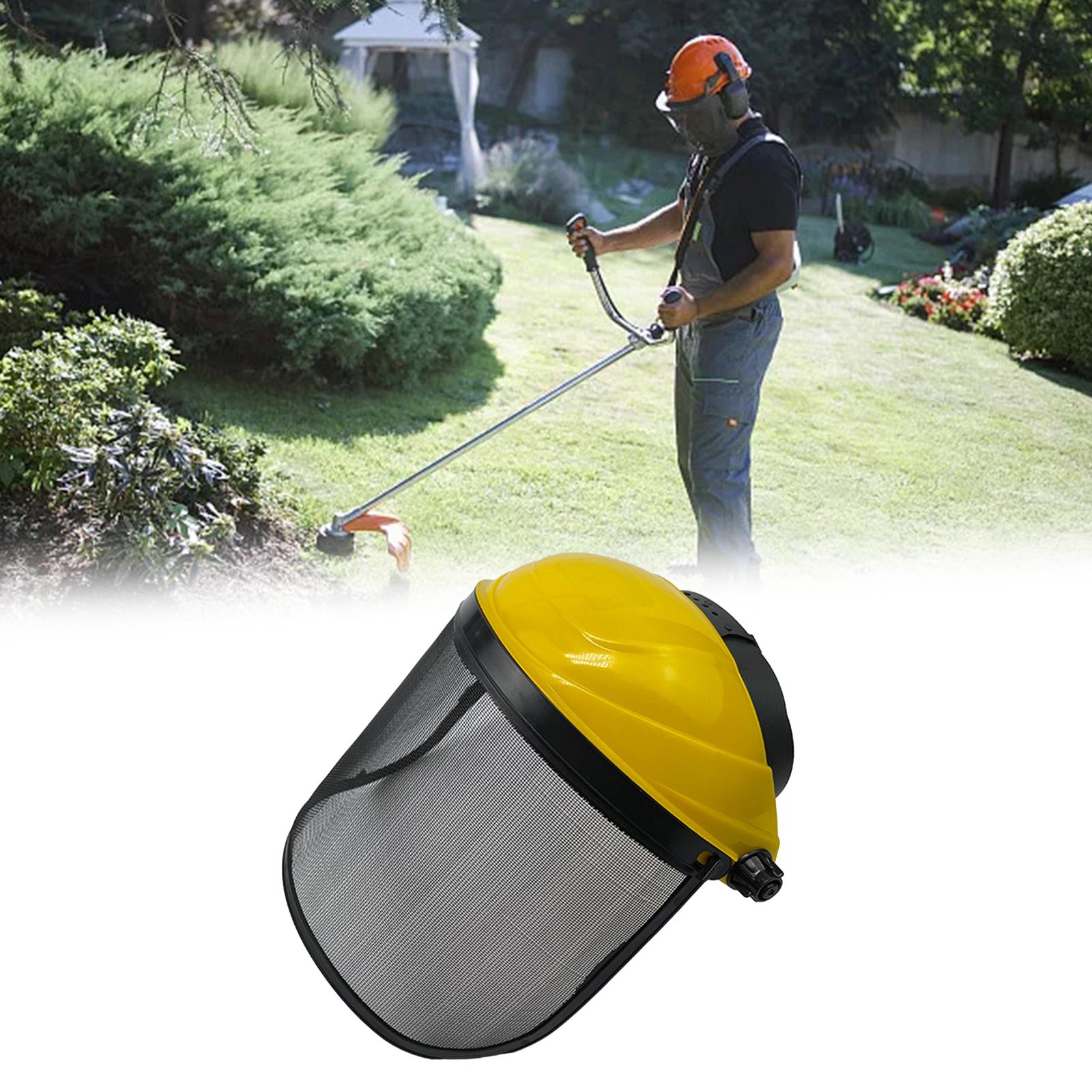 Chainsaw Trimming Full Face Shield Protector Steel Mesh Visor Yellow