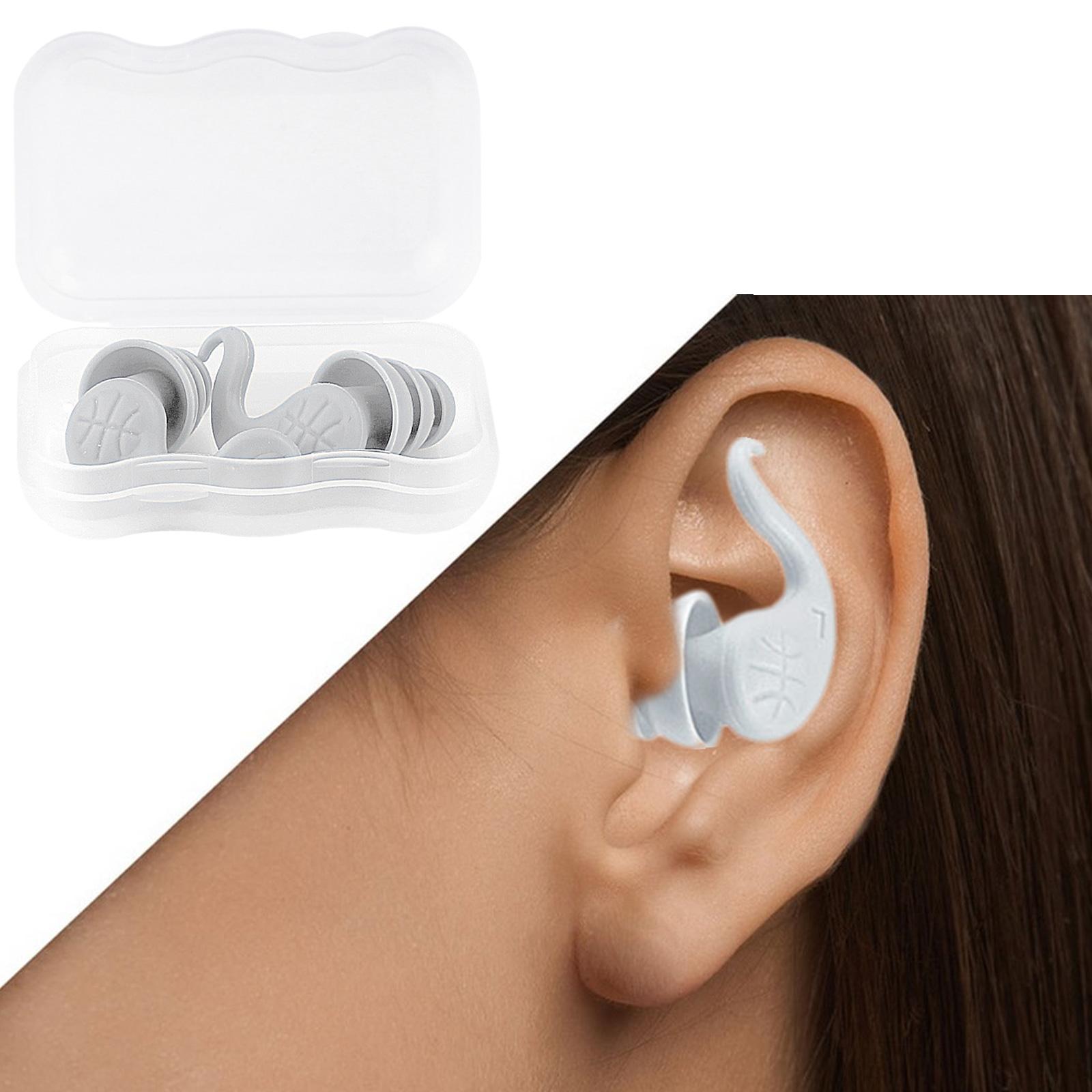 Swimming Ear Plugs with Box Reusable for Sleeping Diving Bathing Gray