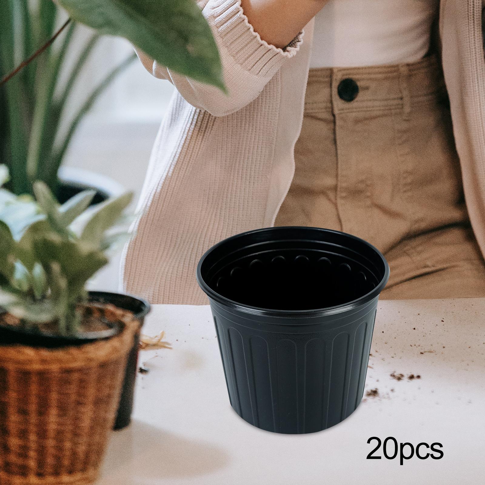 20Pcs Nursery Plant Containers Flexible Pressure Resistant Black Nursery Pot 16.5cm