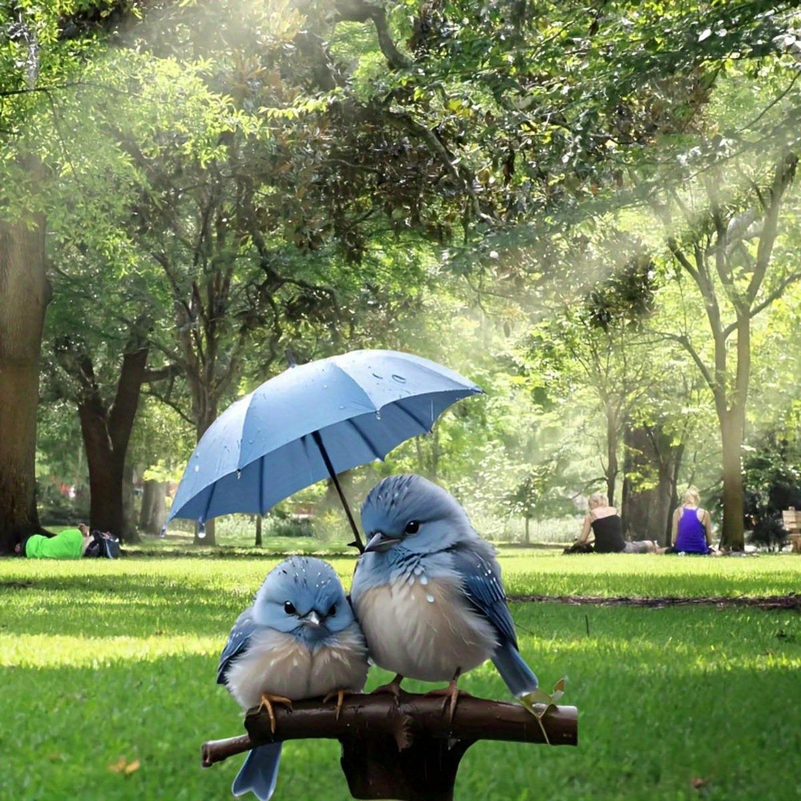 2D Flat Bluebird Scene Garden Stake Acrylic Creative Patio Planter Pot Stake