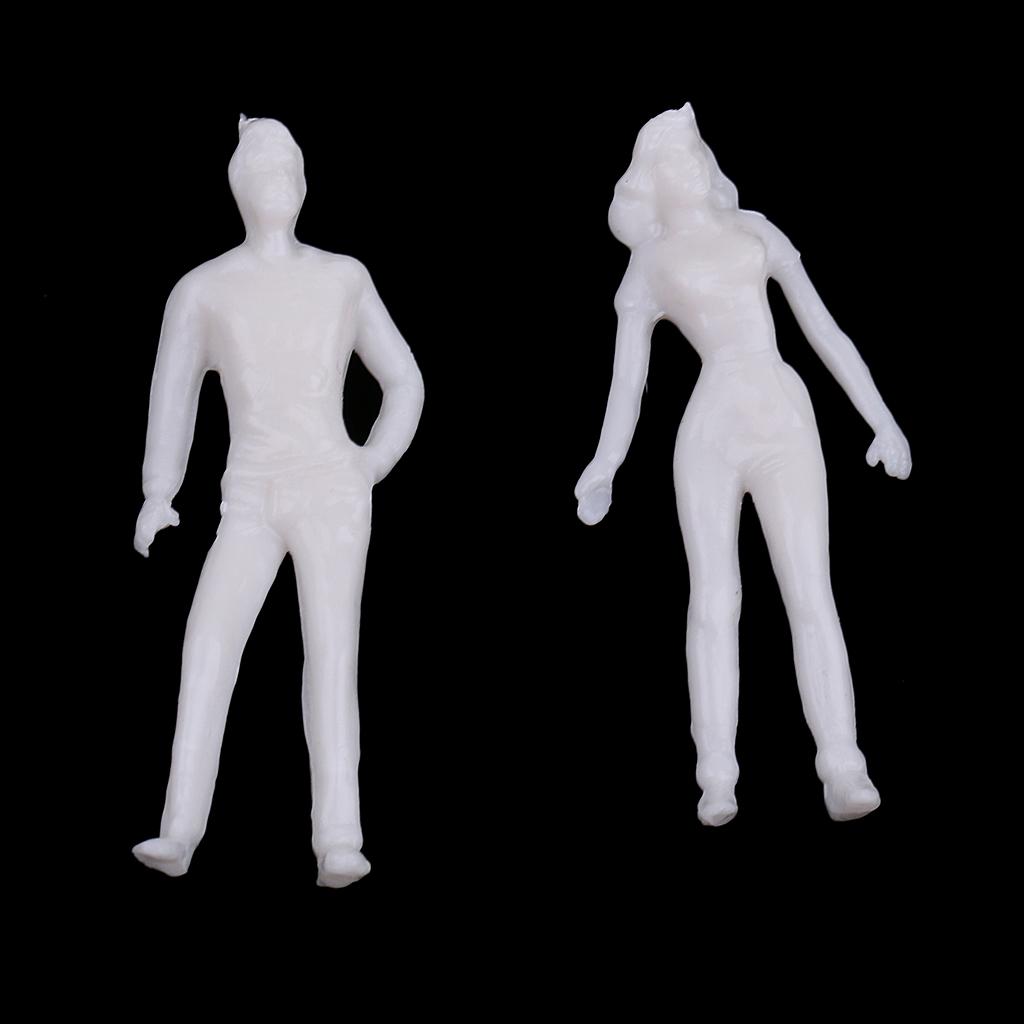 60Pieces 1/50 Scale Unpainted Model People Architectural Mini Figures Kit
