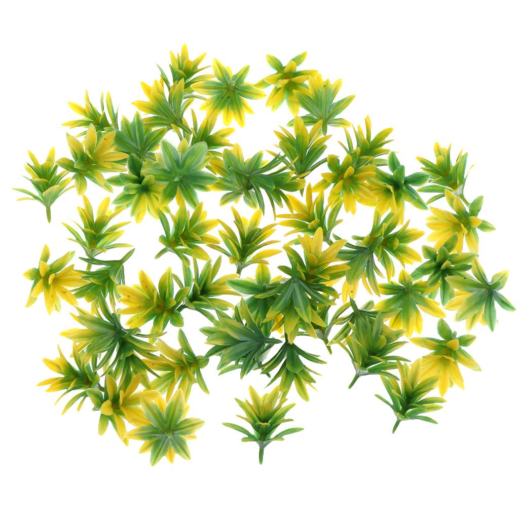 50 Pieces Orchid Flower Model, Sand Table Building Kits Miniature Yellow