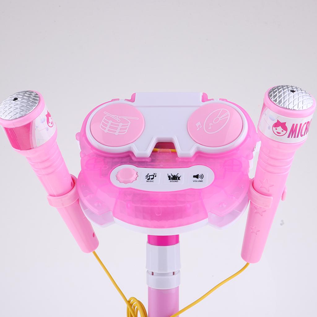 Kids Karaoke Machine with 2 Microphones & Adjustable Stand Music Sing  Pink