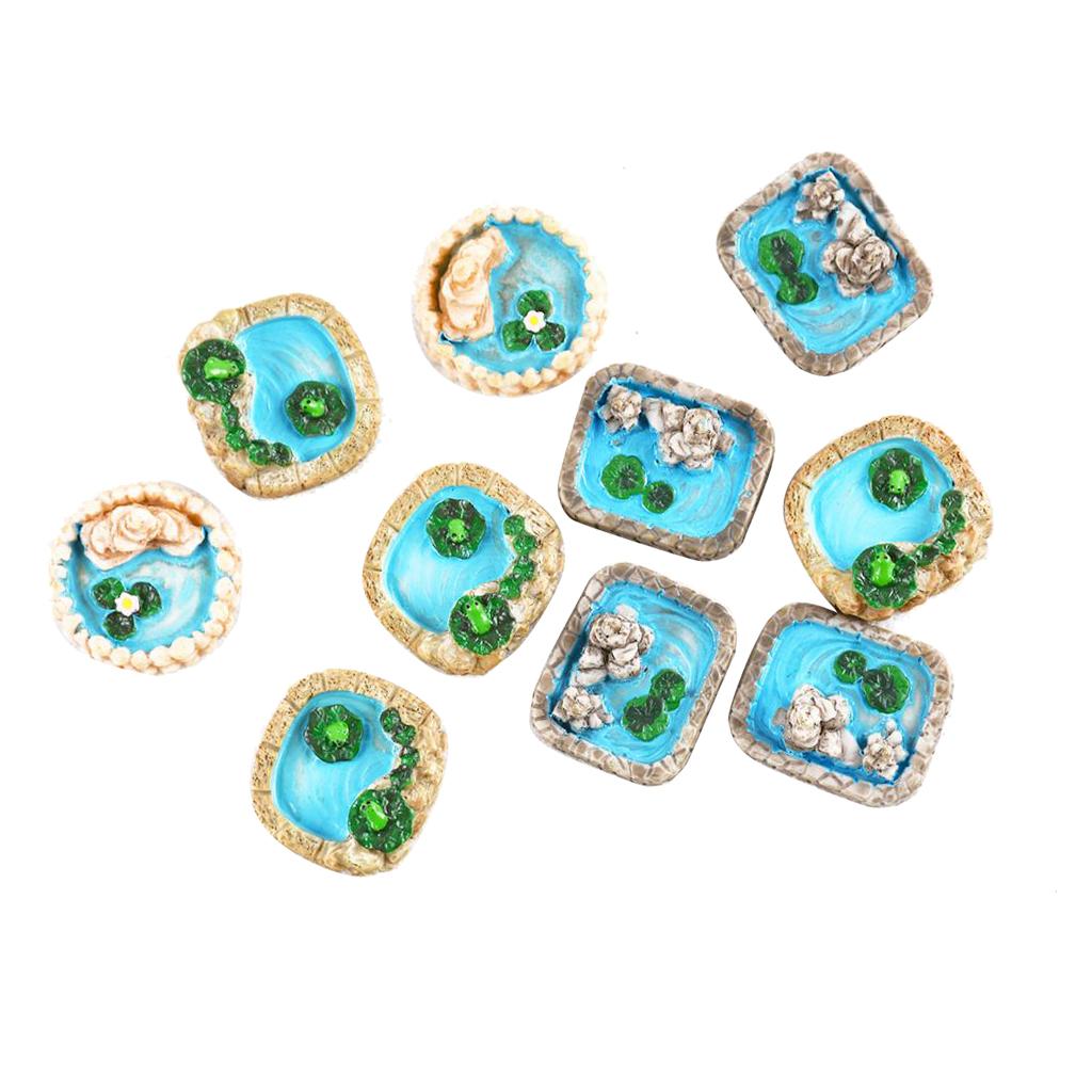 10Pieces Mini Landscape Swimming Pool DIY Resin Craft Fairy Garden Miniature