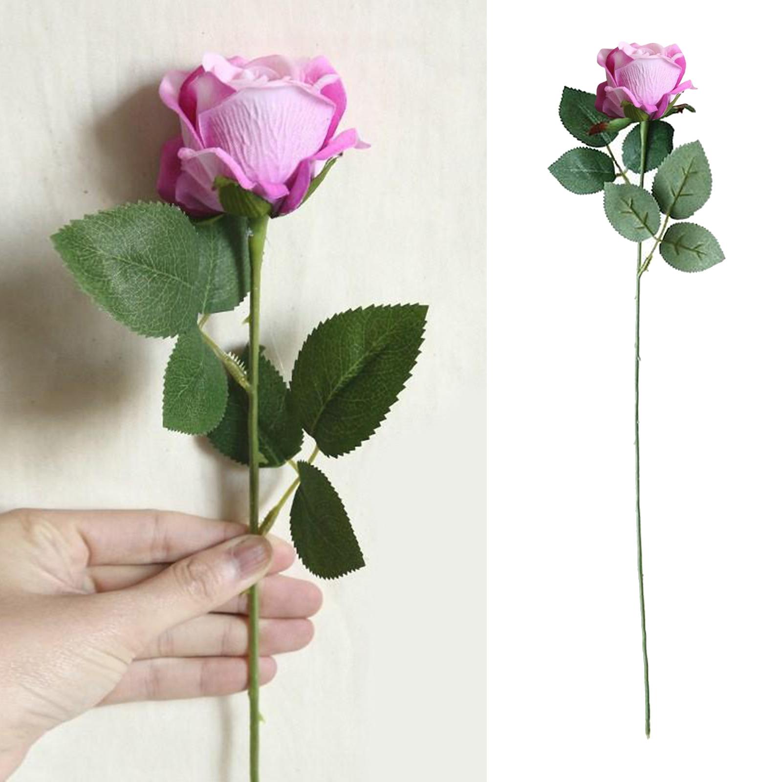 Elegant Artificial Flowers Rosaceae Rose Bouquet Decoration Dark Pink