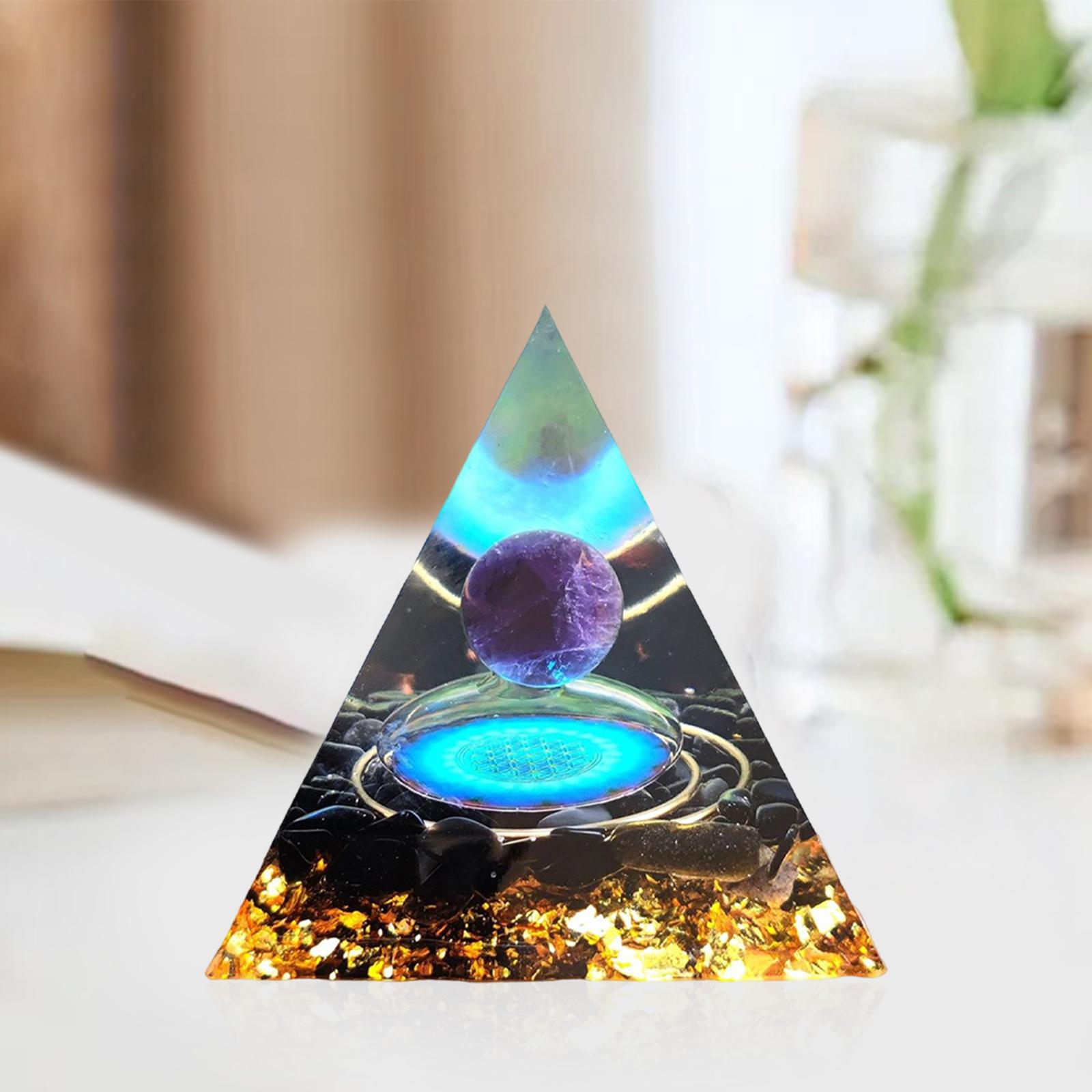 Natural Amethyst Pyramid Figurines Home Office Furnishing Article Ornament