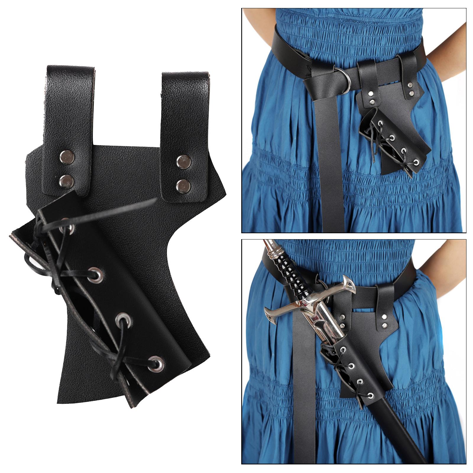 Medieval Men Sword Holster Rapier Scabbard Holder Buckle Fasten  Black