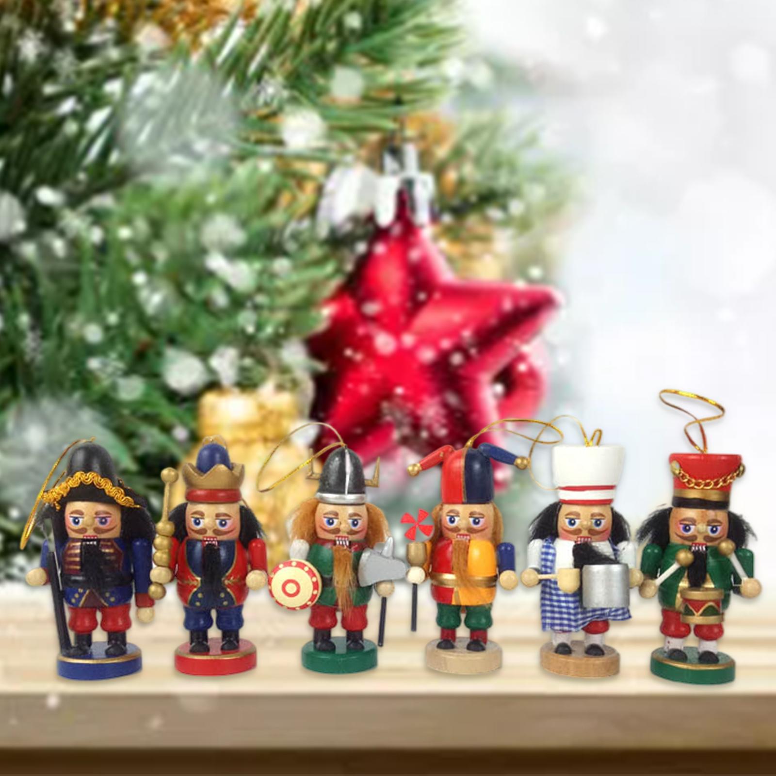 6Pieces Wear-Resistant Doll Christmas Nutcracker Ornaments for Desktop