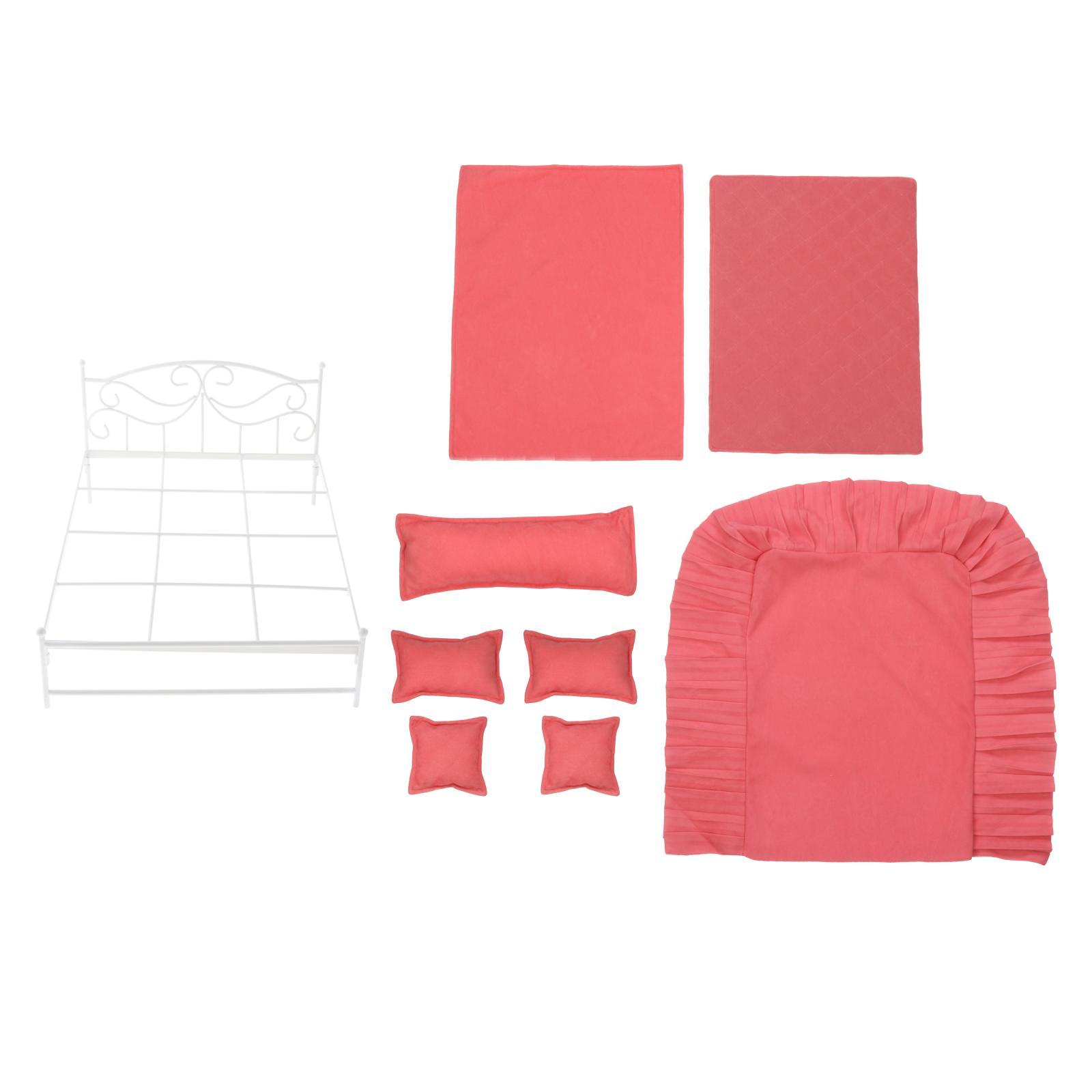 Wrought Iron Miniature Dollhouse Bed Simulation 1/6 for Dollhouse pink