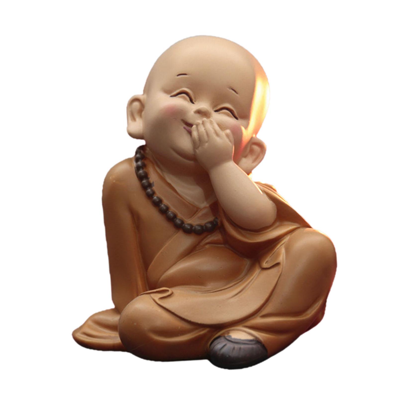 3x Cute Buddha Statue Monk Figurine Ornaments Little for Housewarming Gifts