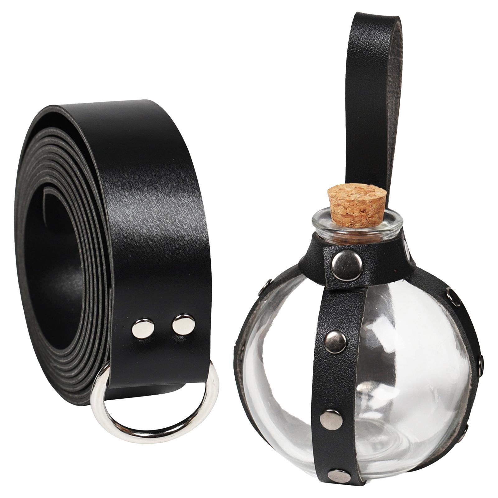 Viking Belt Viking Cosplay Handmade Halloween PU Leather Medieval Belt rivet black