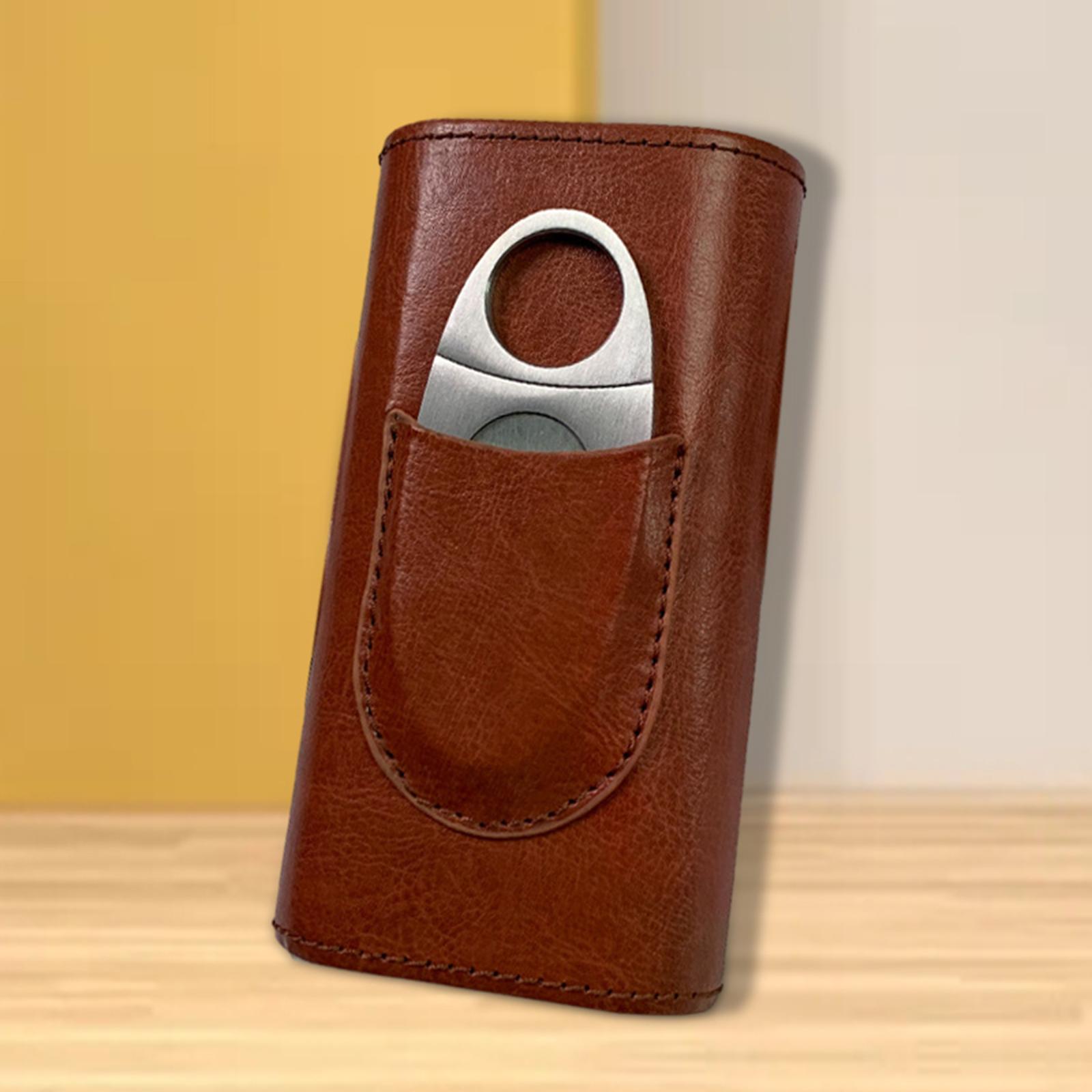 PU Leather Case Travel Accessories for Father Lovers Women Brown