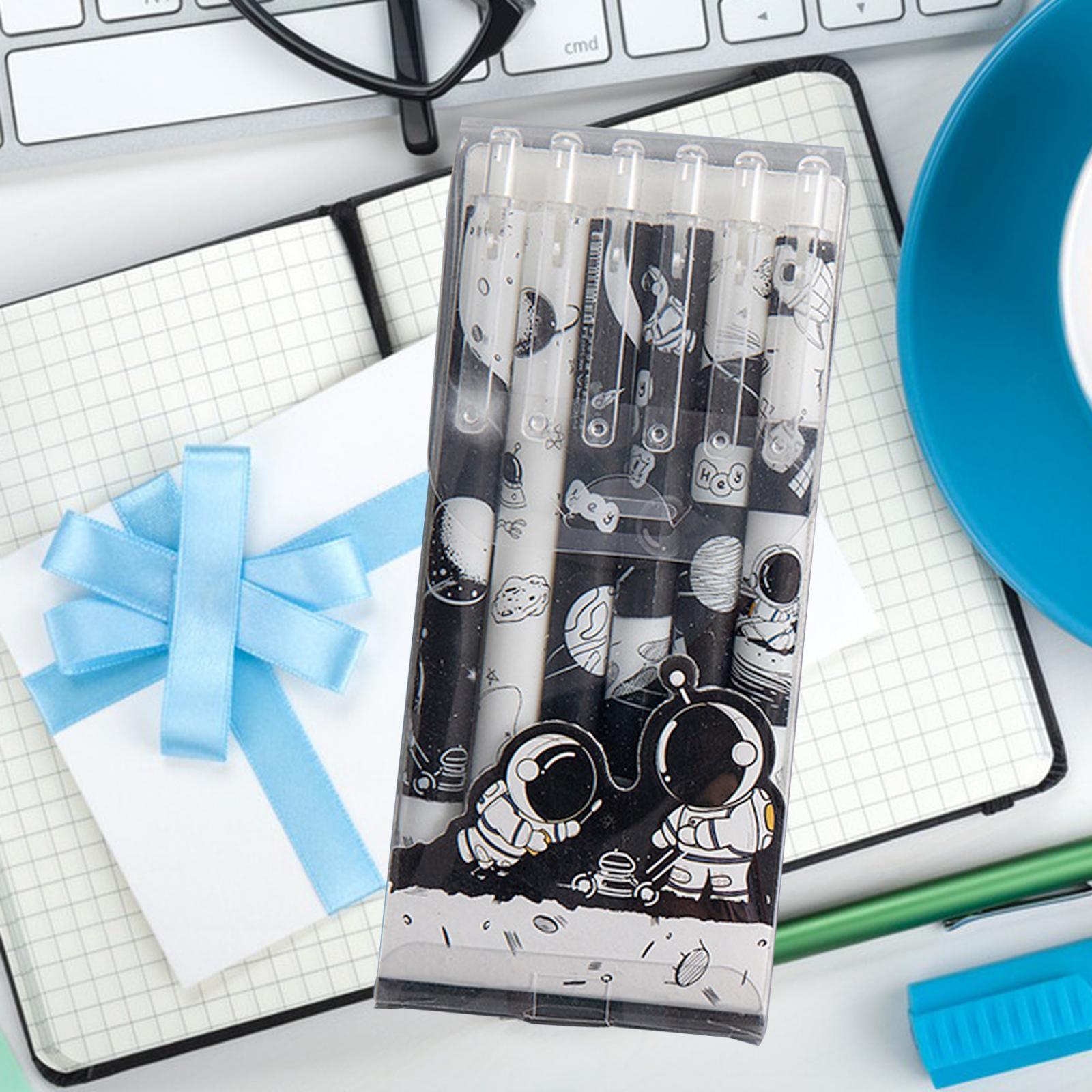 6Pcs Rollerball Pens Retractable Ballpoint Pens for Students Kids Journaling Astronaut