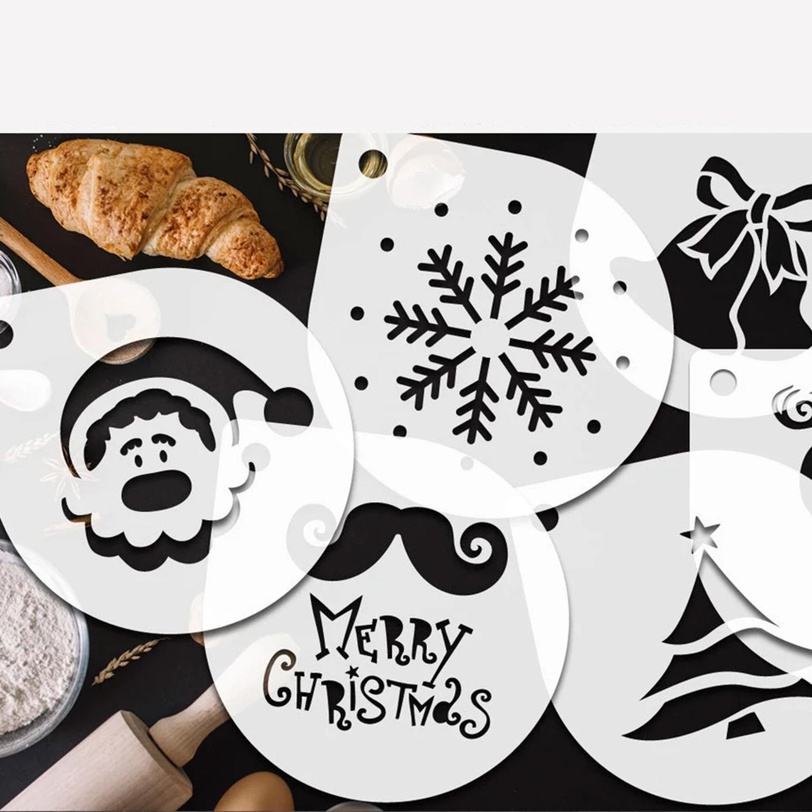 5xCoffee Stencils Reusable Foam Latte Art Template for Tart Cappuccino Mousse