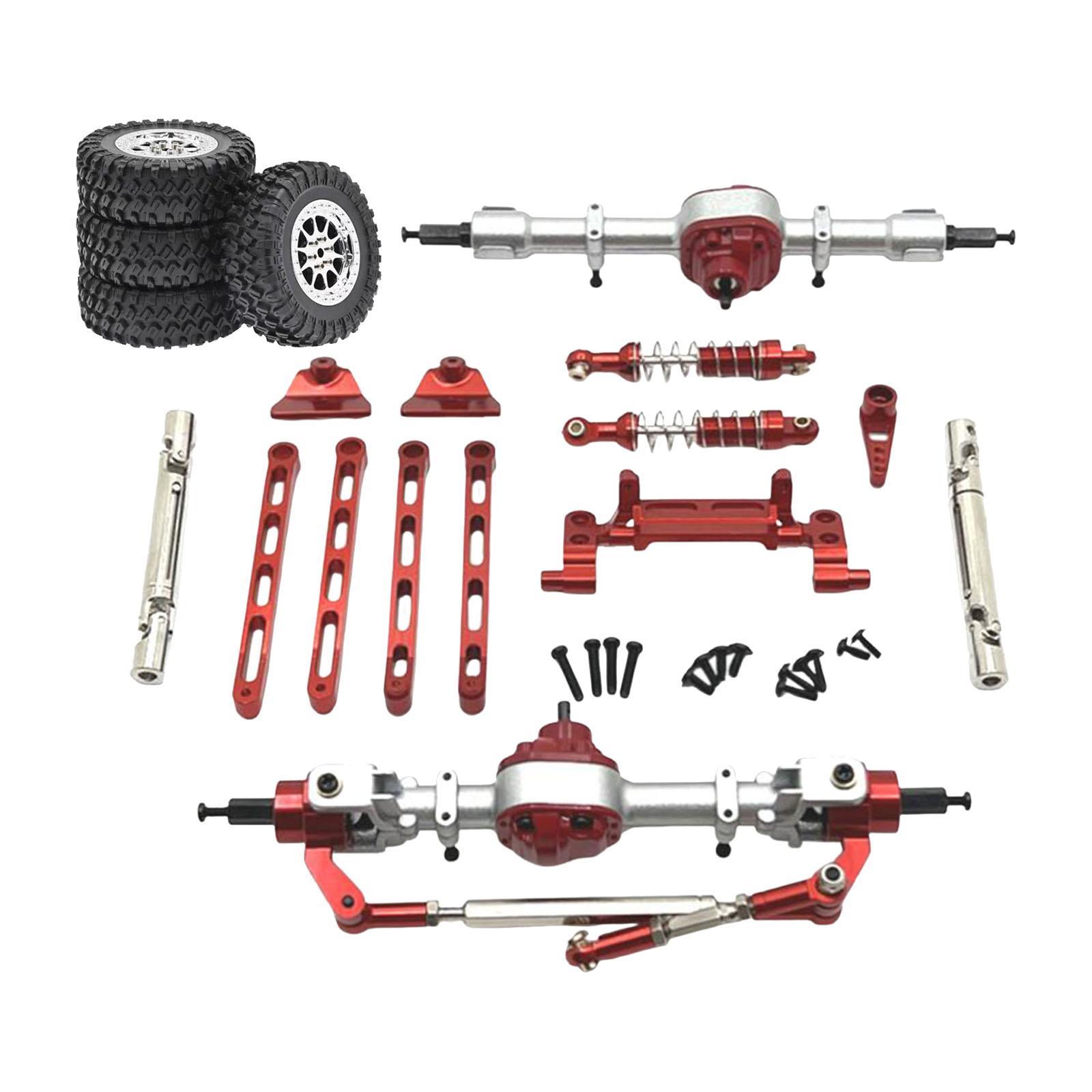 RC Car Upgrade Parts Metal Front and Rear Assembly Kits for MN82 1/12 RC Car Red