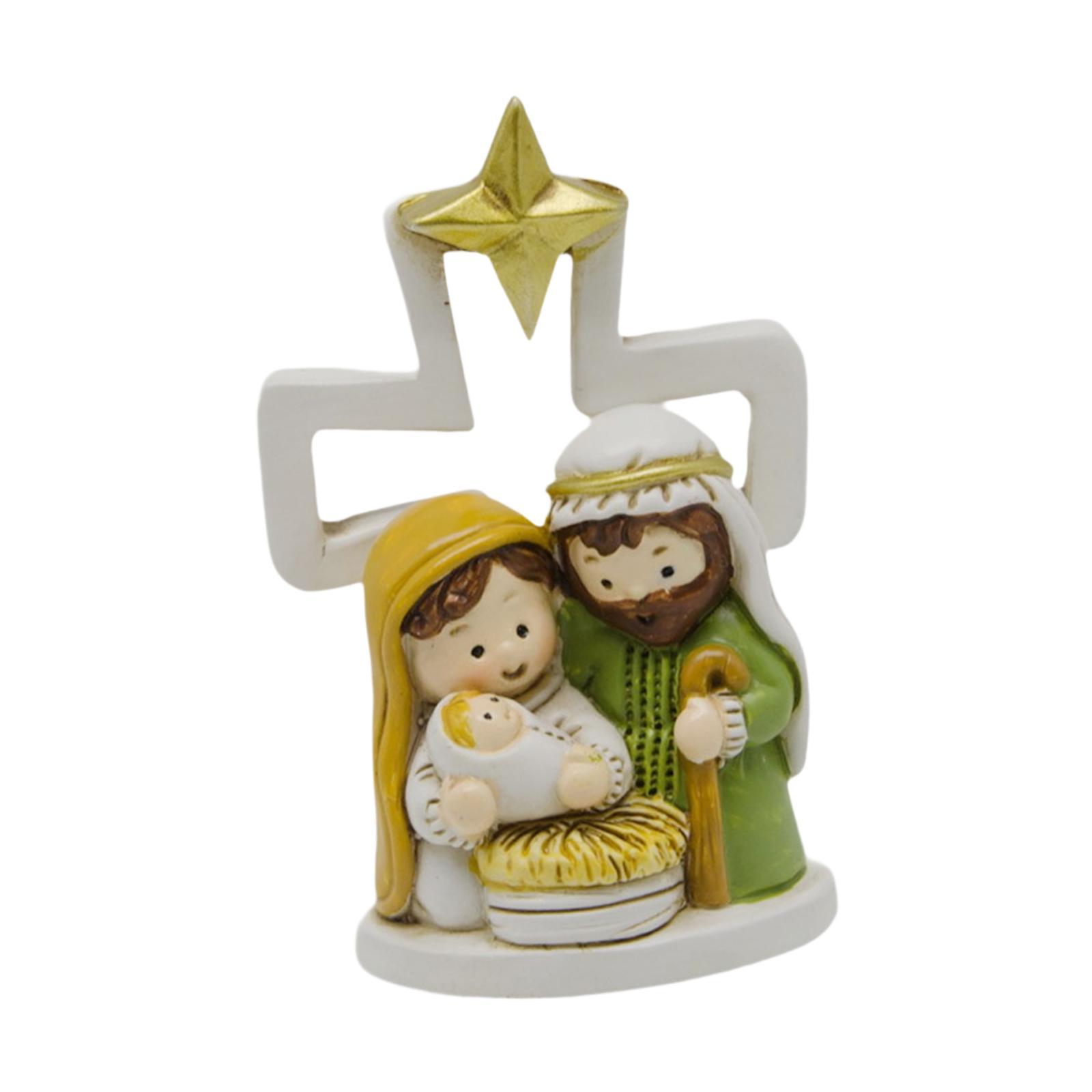 Nativity Scene Figurine Religious Gift Tabletop Sculpture for Indoor Holiday
