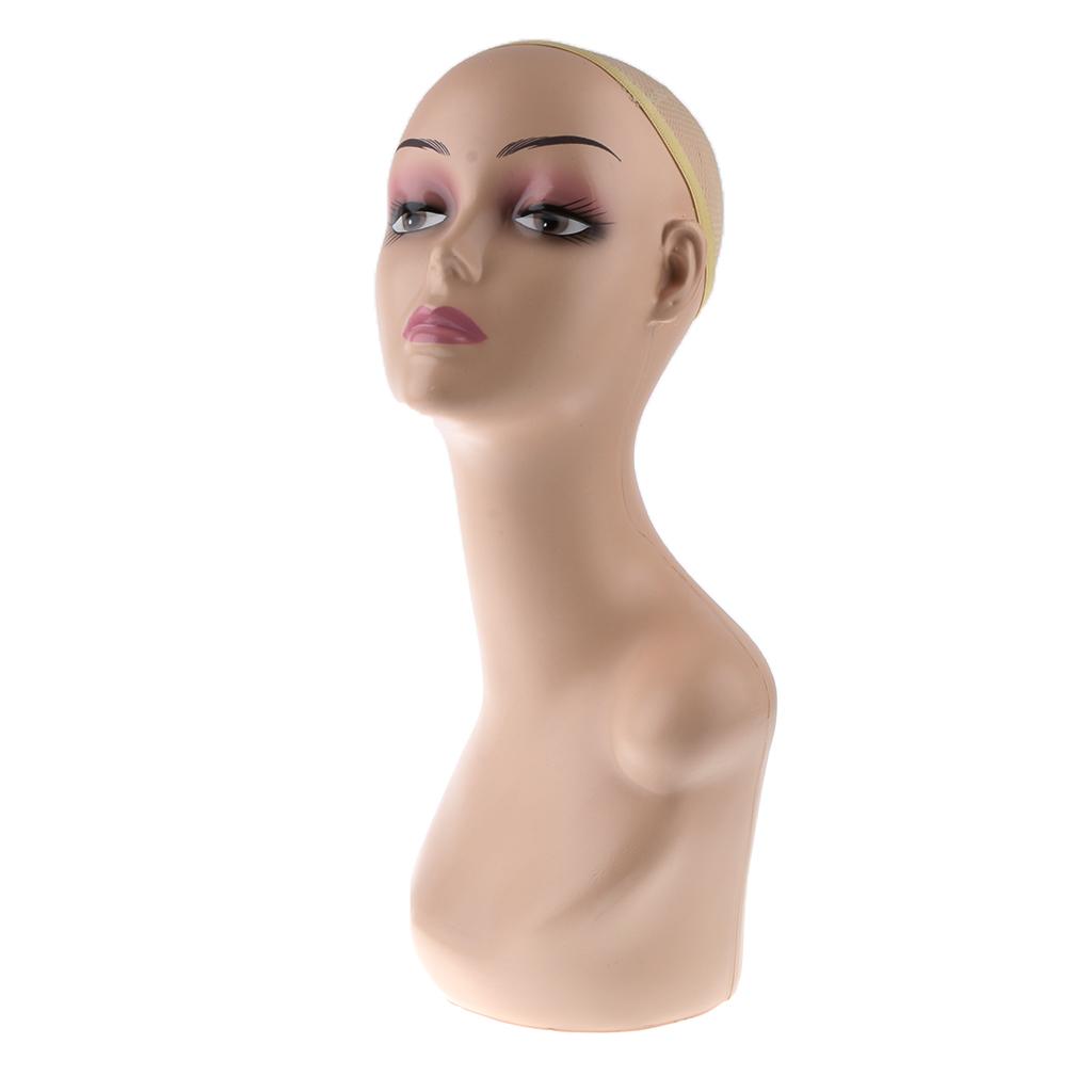 ABS Female Wig Mannequin Head Hairpiece Jewelry Hat Display Bust Stand 2pcs