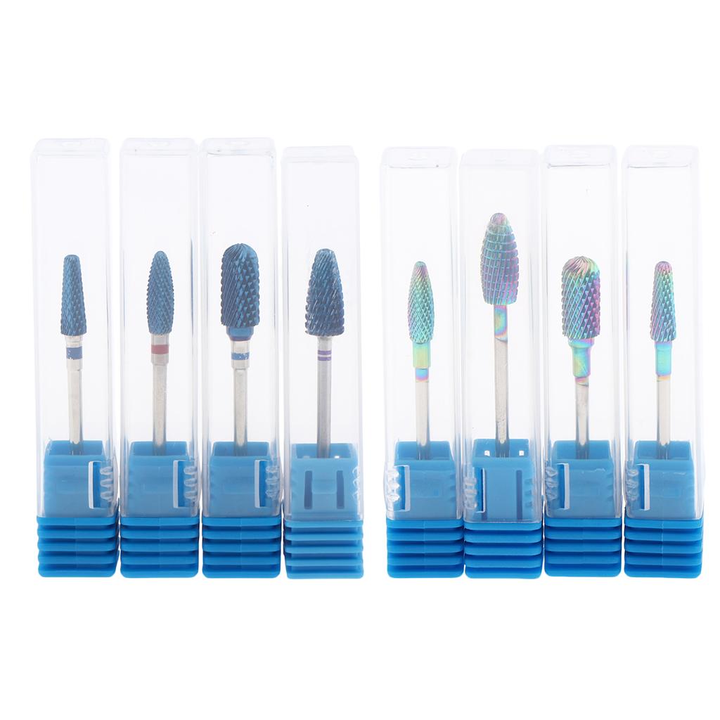 4x Tungsten Steel Nail Drill Bit Grinding Head Nail Manicure Tool Blue