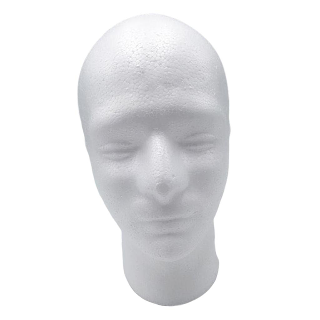 Lightweight Foam Male Mannequin Head Hat Wig Glasses Display Stand White 02