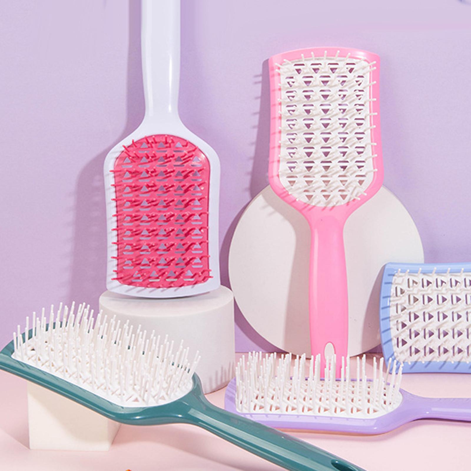 2xDetangling Hair Brush Styling Smoothing Portable Vented Hair Detangler Brush Green