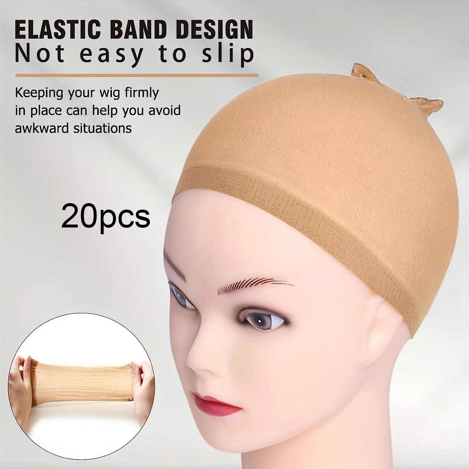 20Pcs Wig Caps Real Transparent Breathable Elastic Stocking Caps for Cosplay