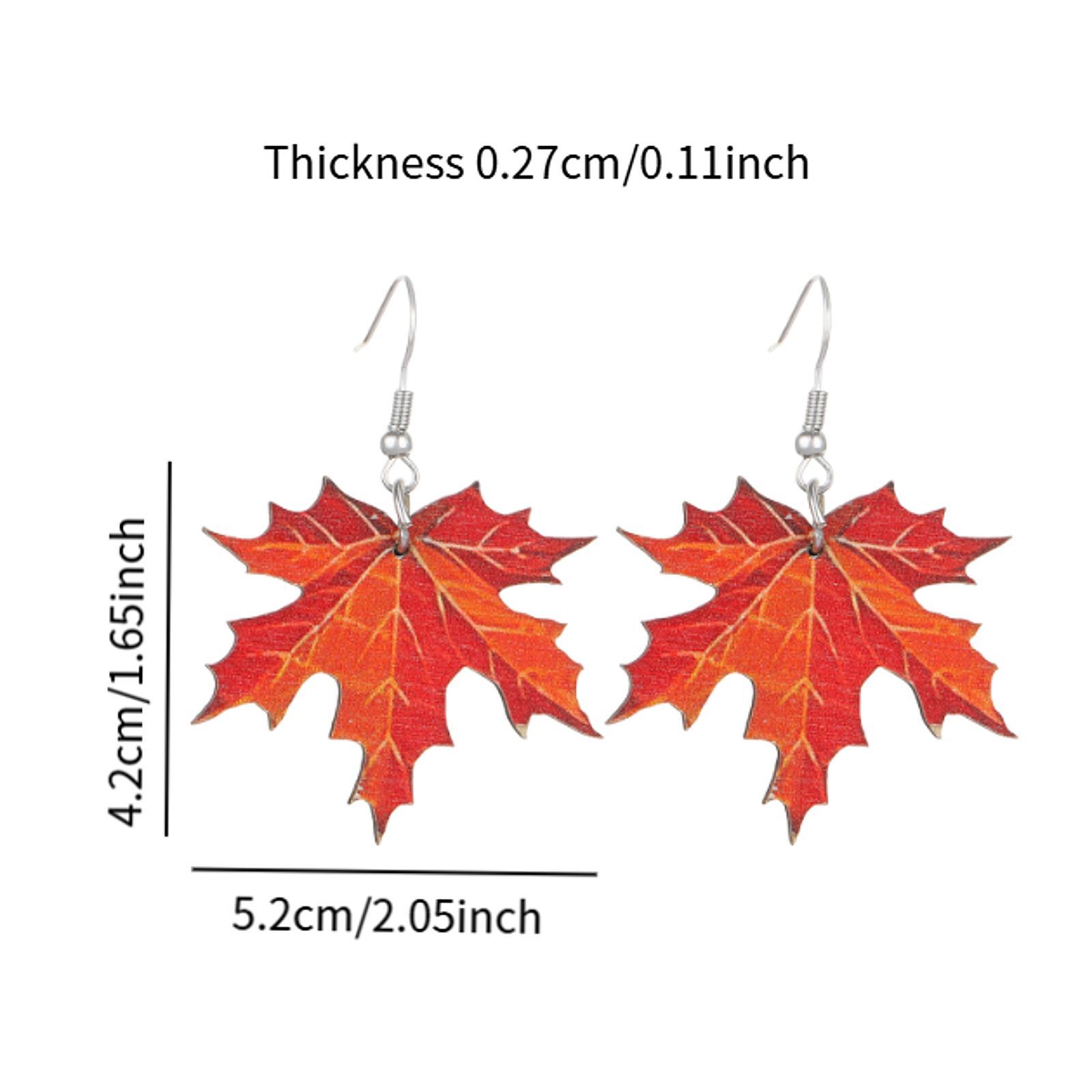 Wooden Maple Leaf Earrings Wood Teardrop Earrings for Women Family Gathering