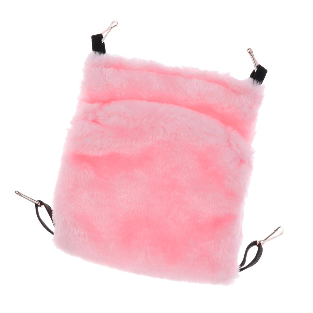 Hamster Parrot Hammock Small Animals Double-deck Pocket Plush Nest Pink L