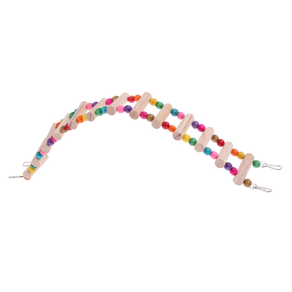 Pet Bird Parrot Canary Toy Wooden Ladder Bridge Swings Hanging Ladders L