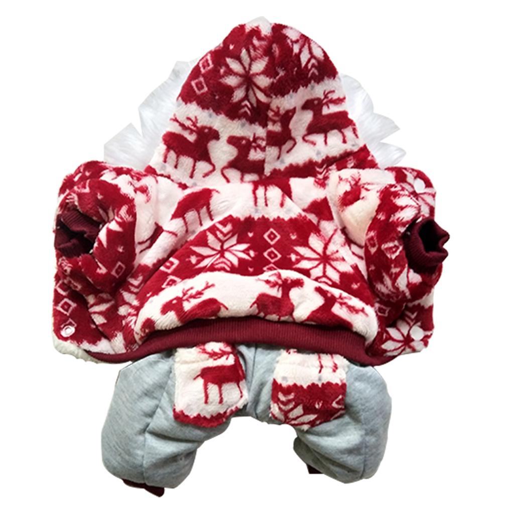 Snowflake Dog Warm Jacket Coat Puppy Costume Teddy Hoodie Clothing Red M