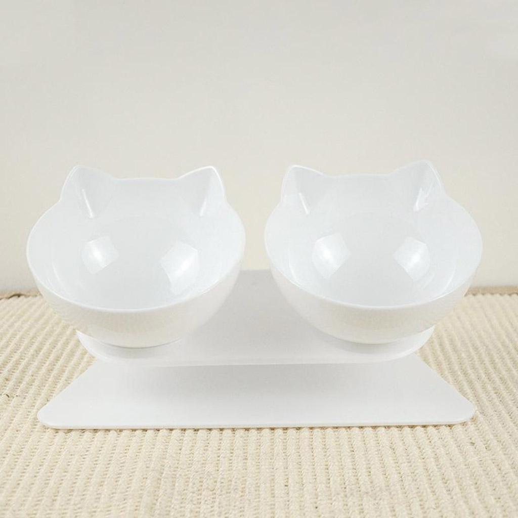 2Pieces Pet Food Water Feeder Dogs Cats Double Bowl with Stand