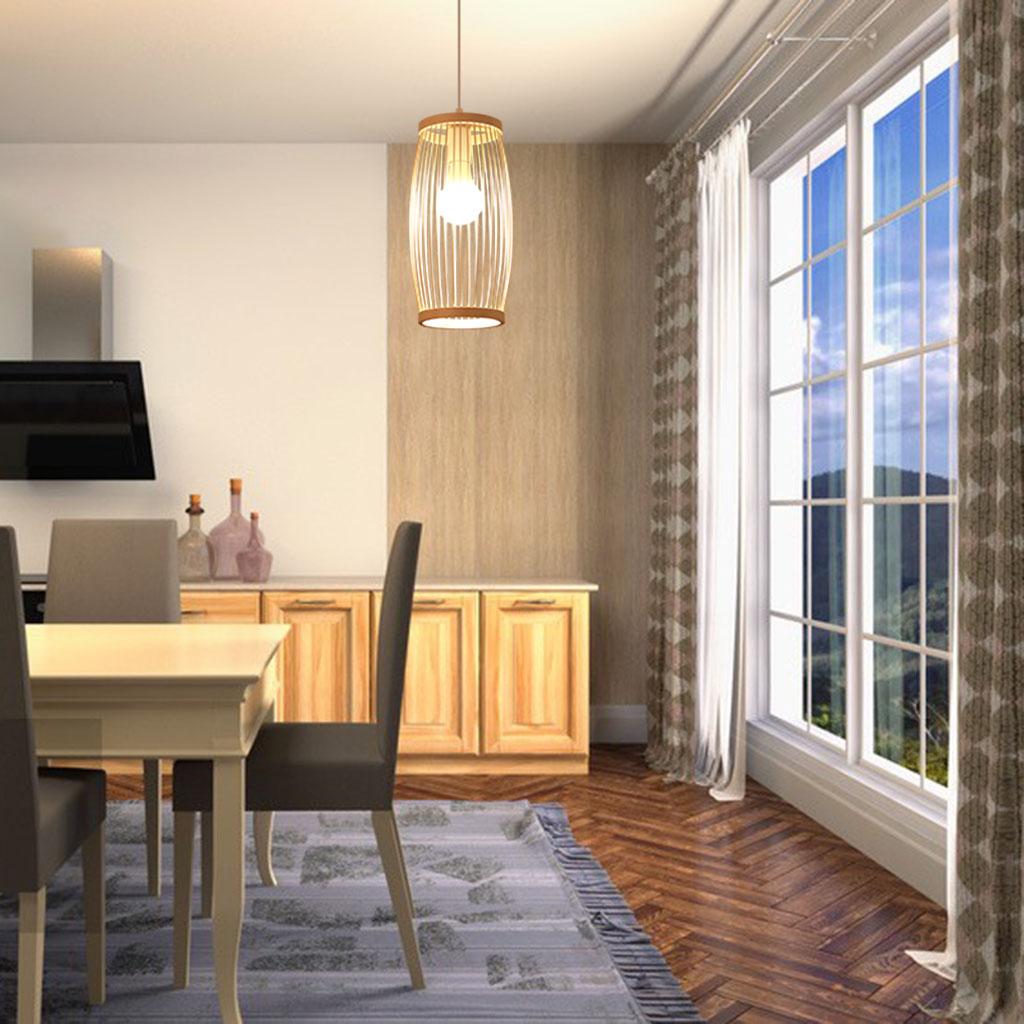 Bamboo Wove Lantern Pendant Light Hanging Lamp Kitchen Droplight B 16x33CM