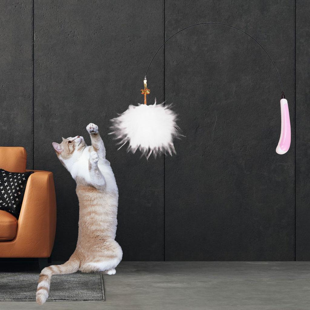 Interactive Cat Teasing Rod Creative Kitten Teaser Toy for Living Room Pink