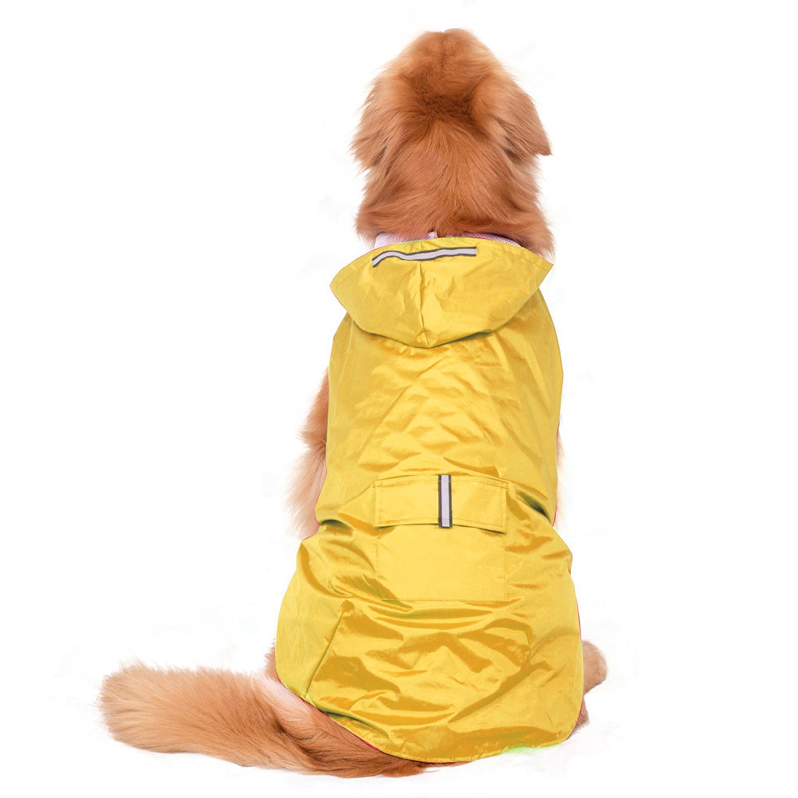Reflective Strip Large Dog Raincoat Pet Poncho Rainwear Clothes Yellow 4XL
