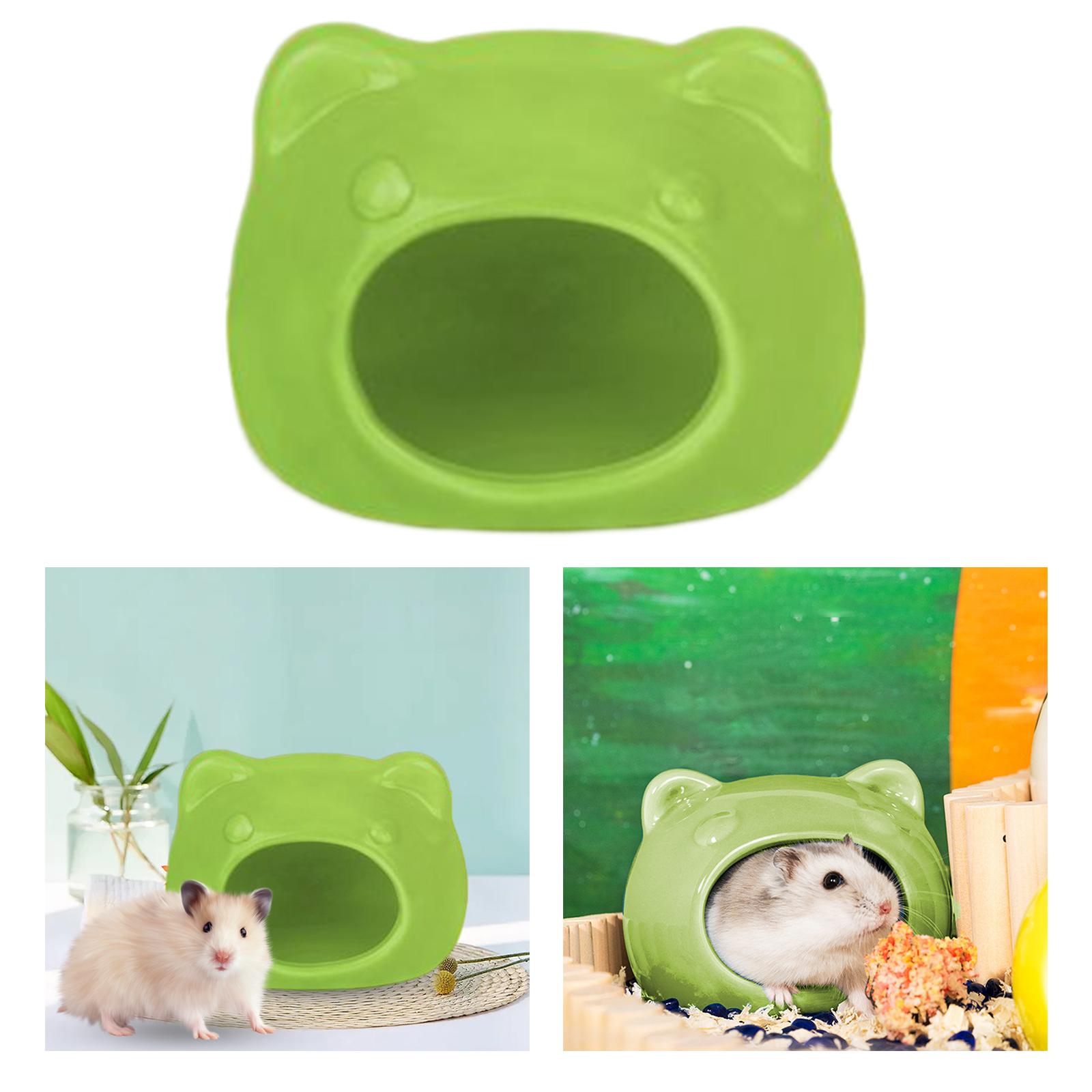 Small Pet Ceramic Hamster House Hedgehog Bunny Sleeping Bed Summer  Green 
