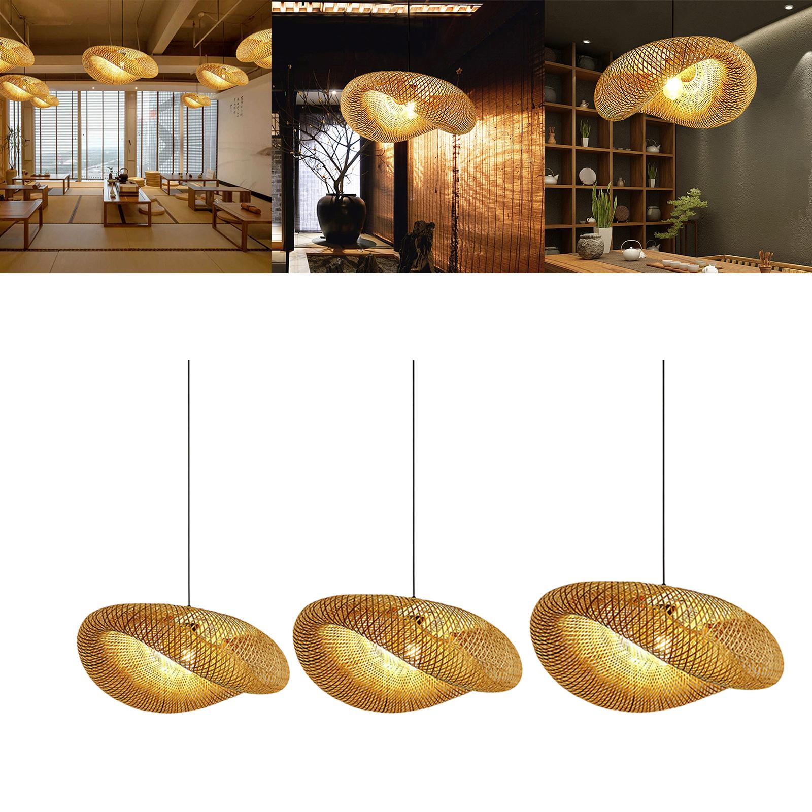 Woven Bamboo Pendant Light Lighting Fixtures Rustic for Apartment Hotel 50cmx18cm