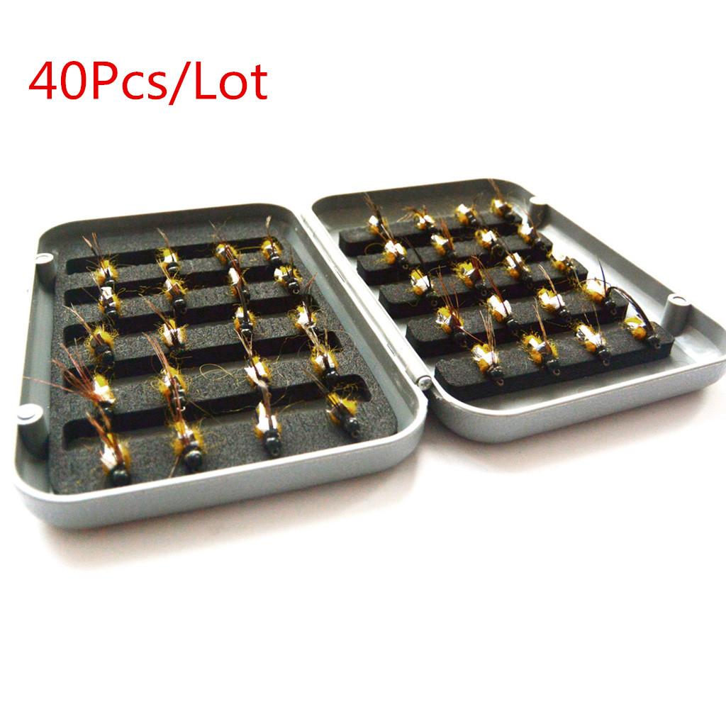 40Pcs Fly Tying Fishing Lures Feather Flies with Box    Flies B Style