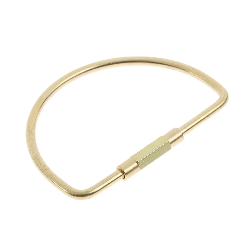 Durable Brass Screw Lock Keychain Ring Clip Tool Hook Clasp D shape