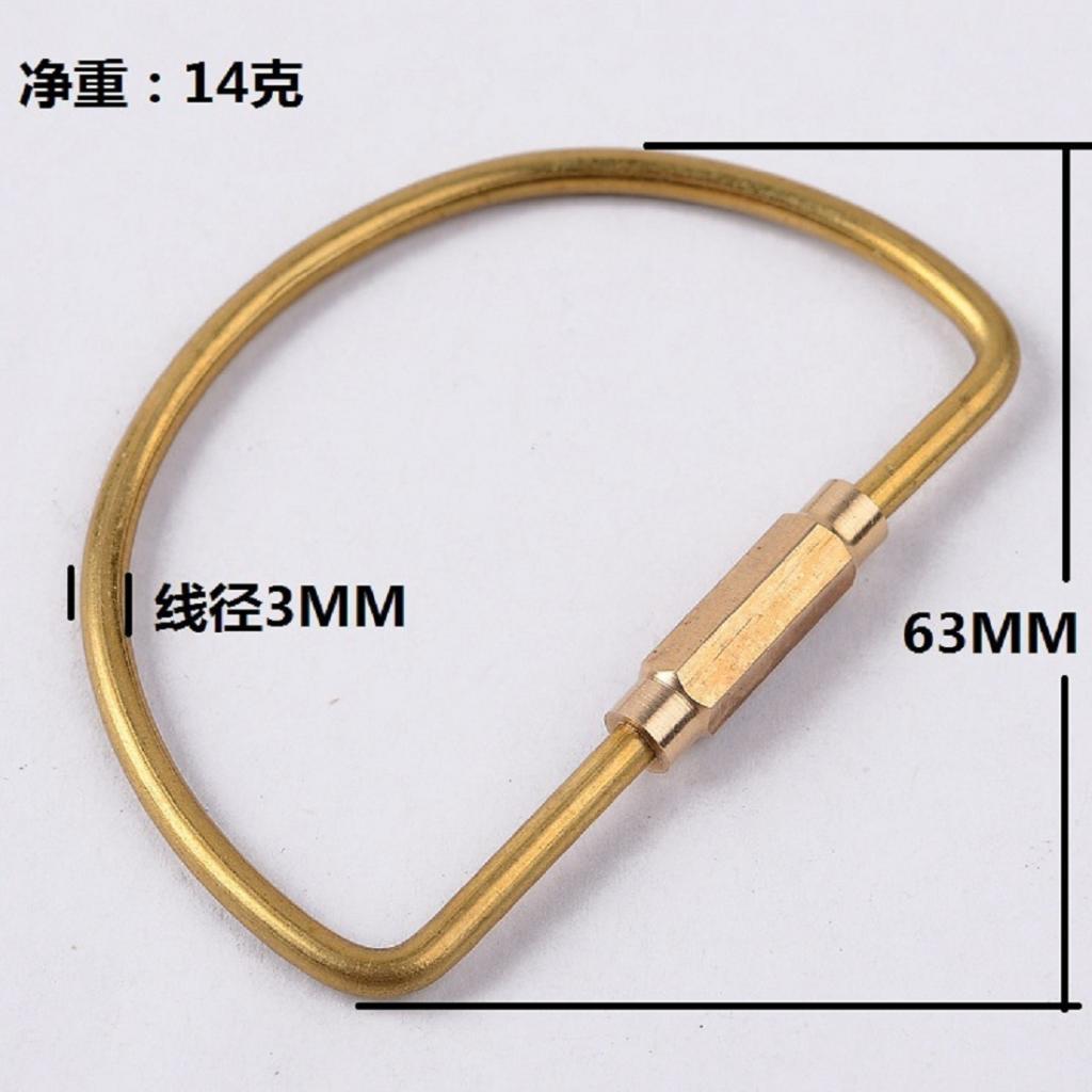 2xDurable Brass Screw Lock Keychain Ring Clip Tool Hook Clasp D shape