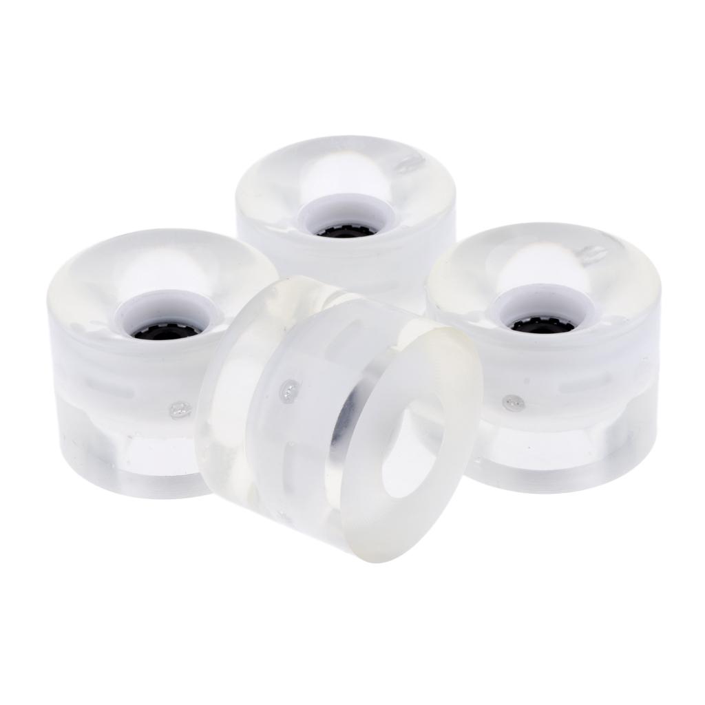 4pcs 60mm Light Up Skateboard Longboard Wheels Flash at Night 78A White