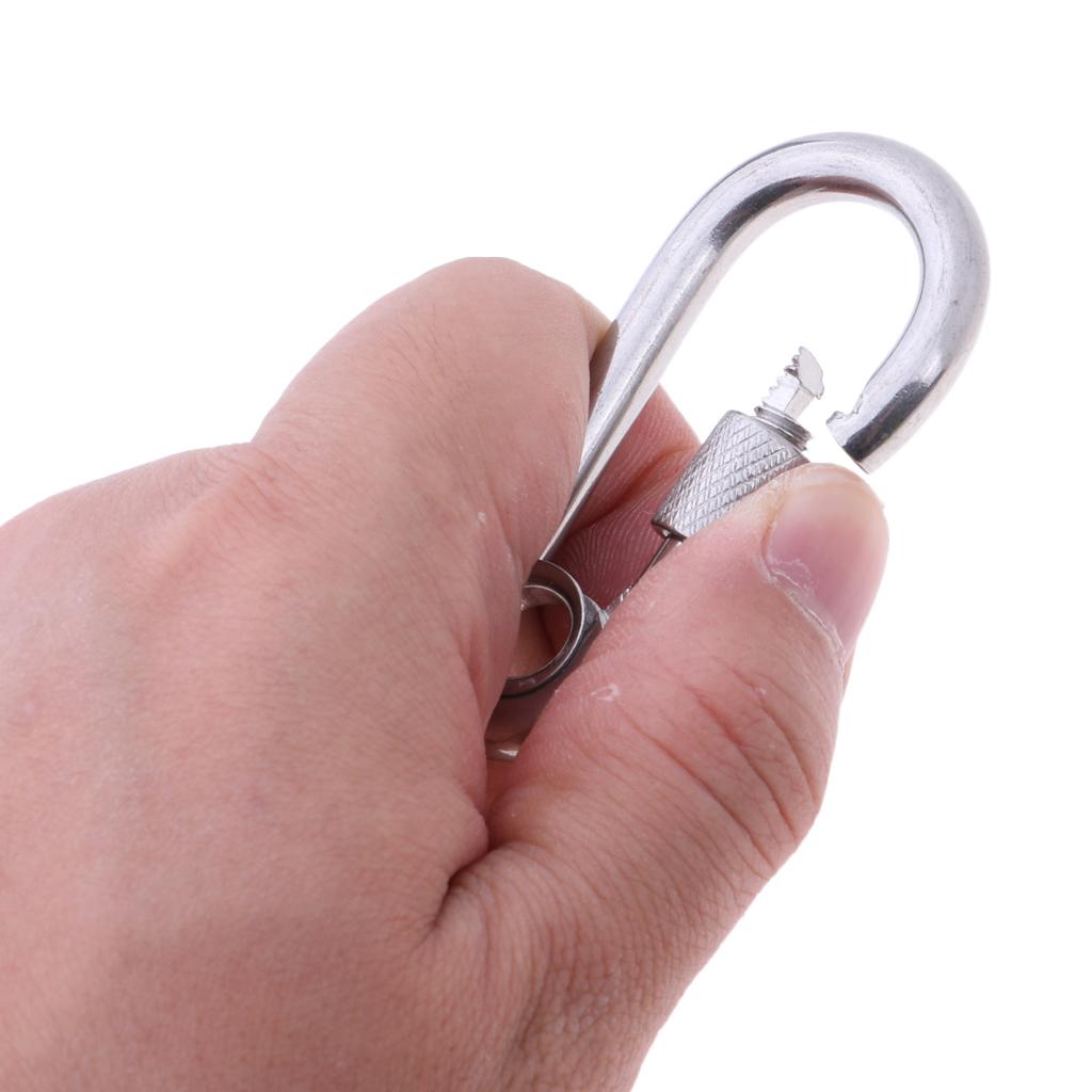 2xStainless Steel Safety Carabiner Spring Screwgate for Camping Hammock 6x60mm