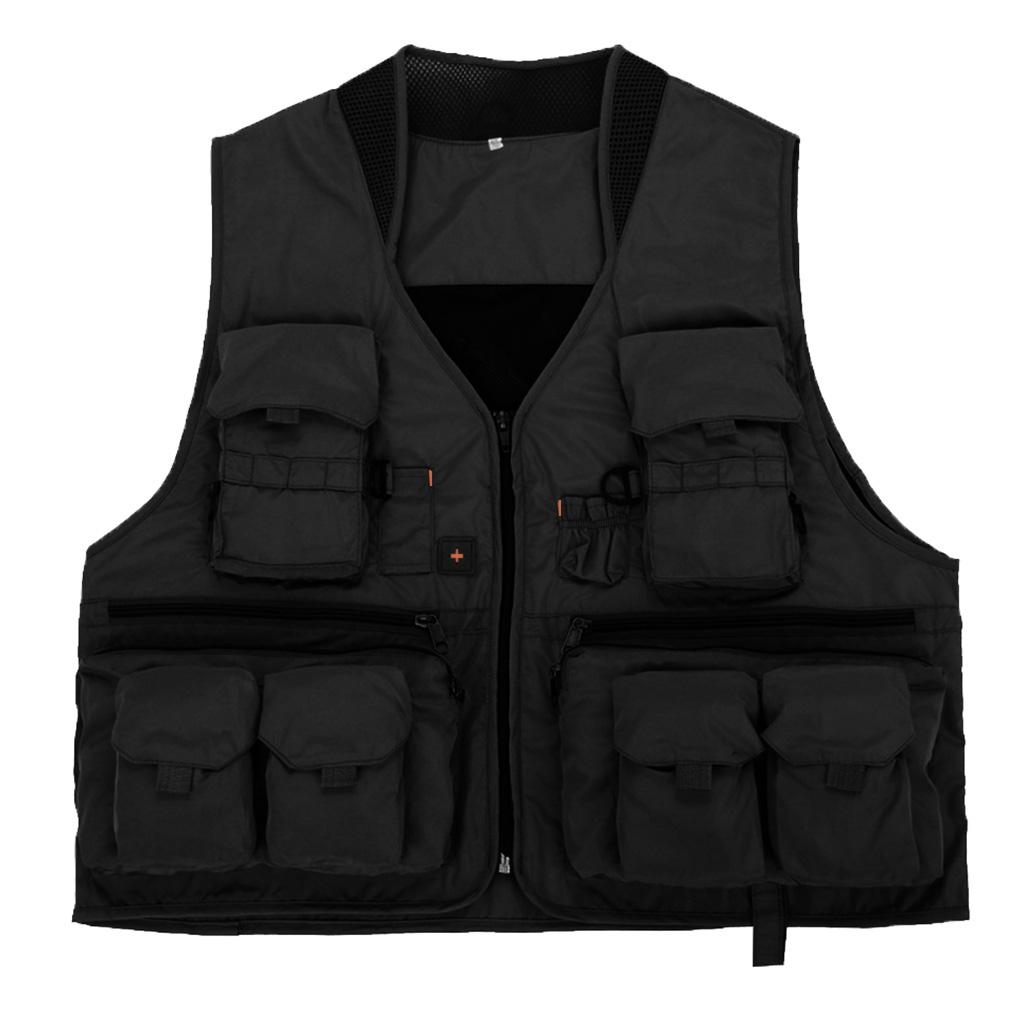 Outdoor Fly Fishing Vest Multi Pockets Jacket Quick Dry Waistcoat XXL	