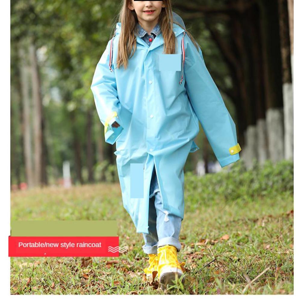 Kids Raincoat Waterproof Rain Jacket with Backpack Cover Blue L