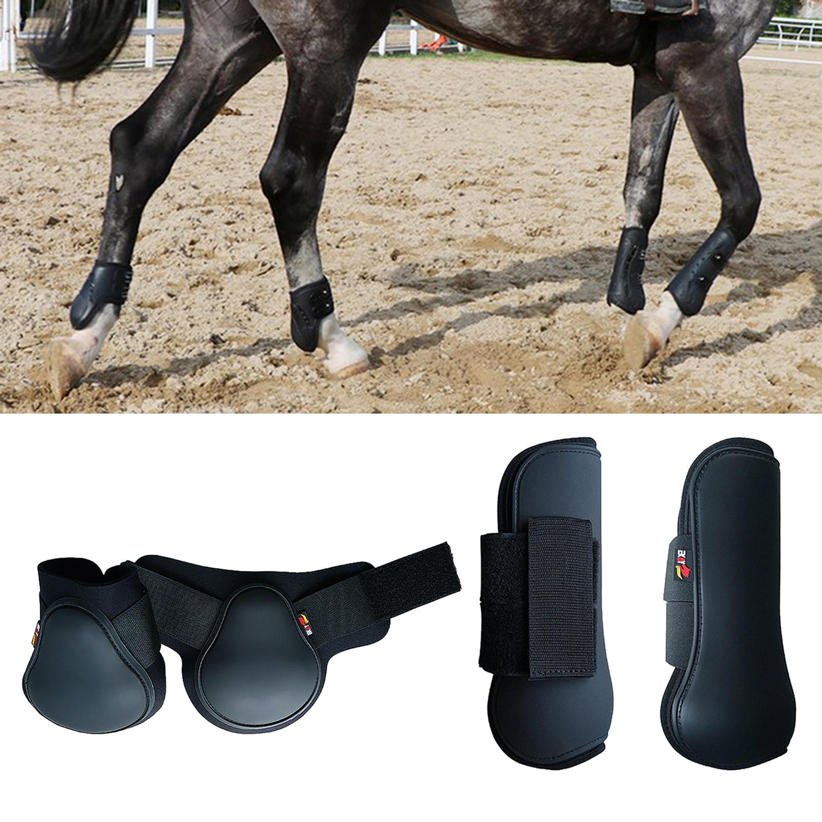 Horse Tendon Fetlock Boots Set Jumping Leg Protection Boots M Black