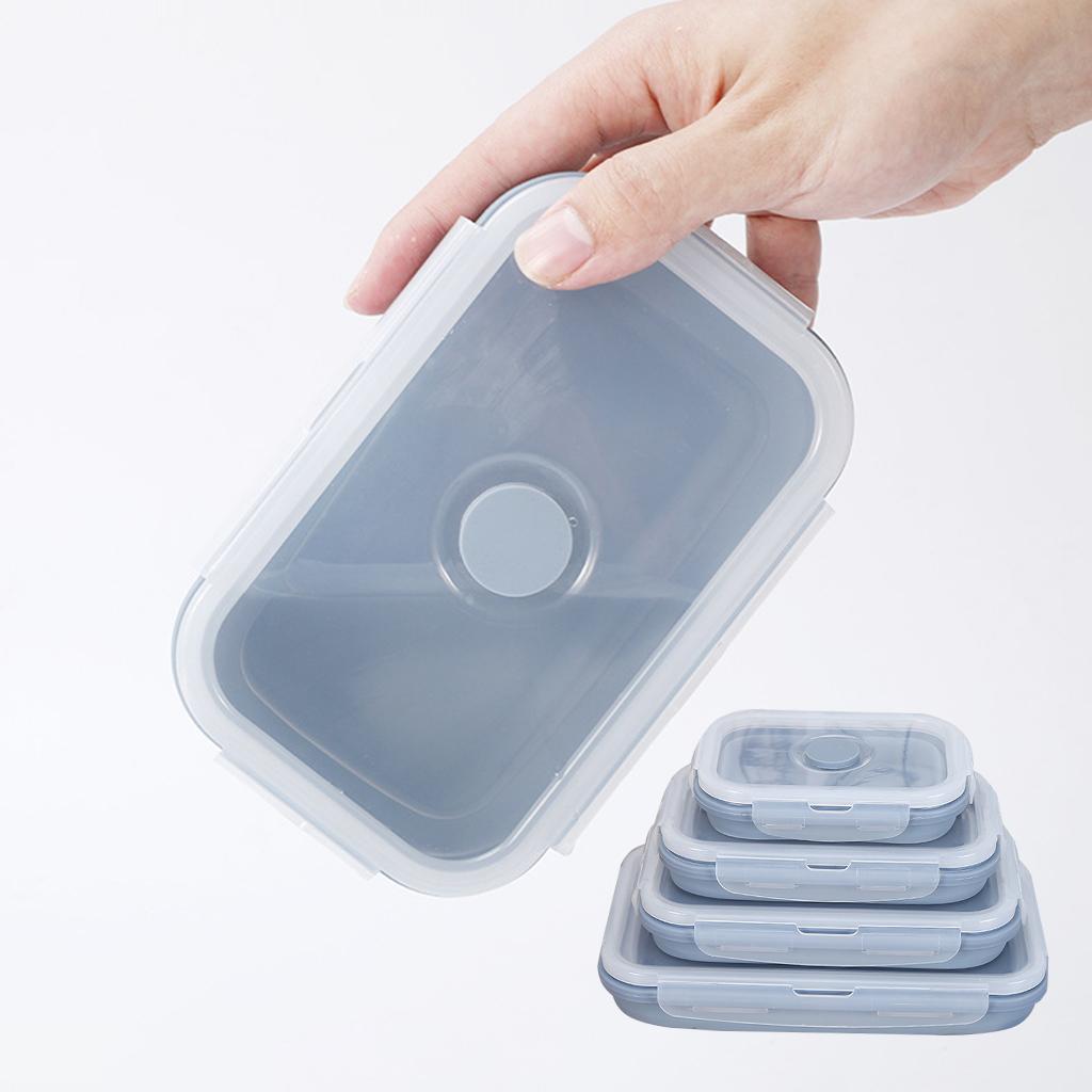 Silicone Collapsible Food Storage Containers Set of 4 Freezer Safe Blue