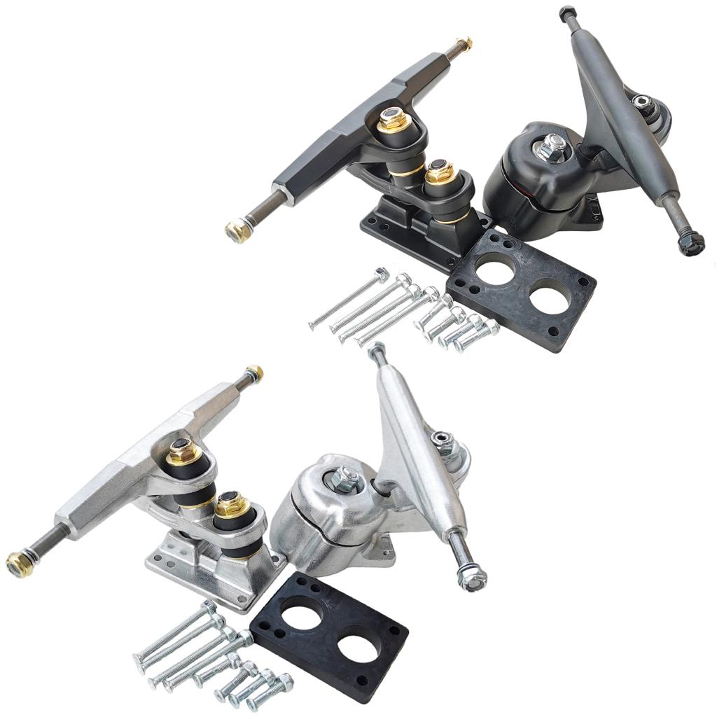 ALUMINUM SKATEBOARD TRUCKS - 6.25INCH SKATE BOARD TRUCKS FOR LONGBOARD Black