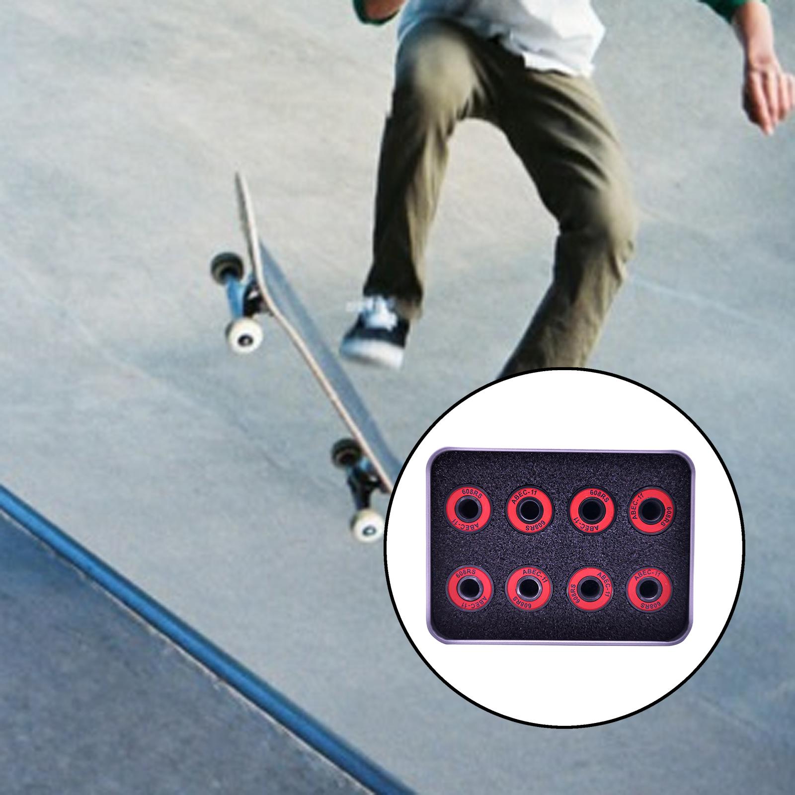 8Pcs Skateboard Bearing Replacement for Inline Skates Wheel Longboard Red