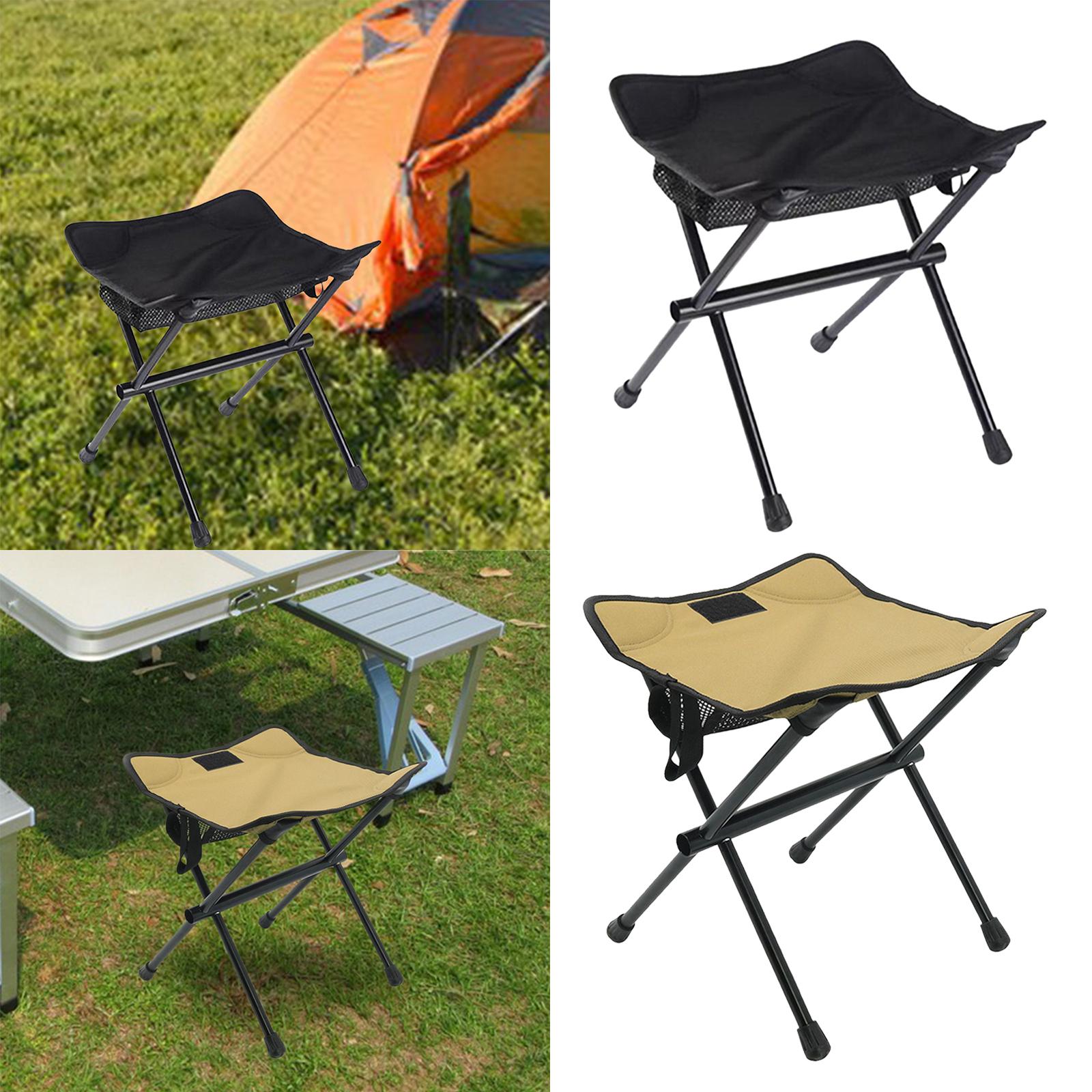 Fishing Chair Footrest Aluminum Foldable Footstool for Beach Camping Hiking Black