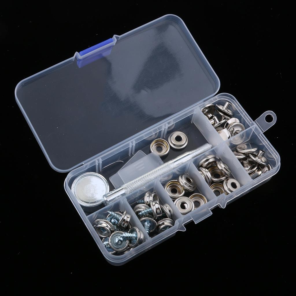 47Pcs Boat Cover Canvas Fastener Snap Button 3/8'' Screw & Installation Tool