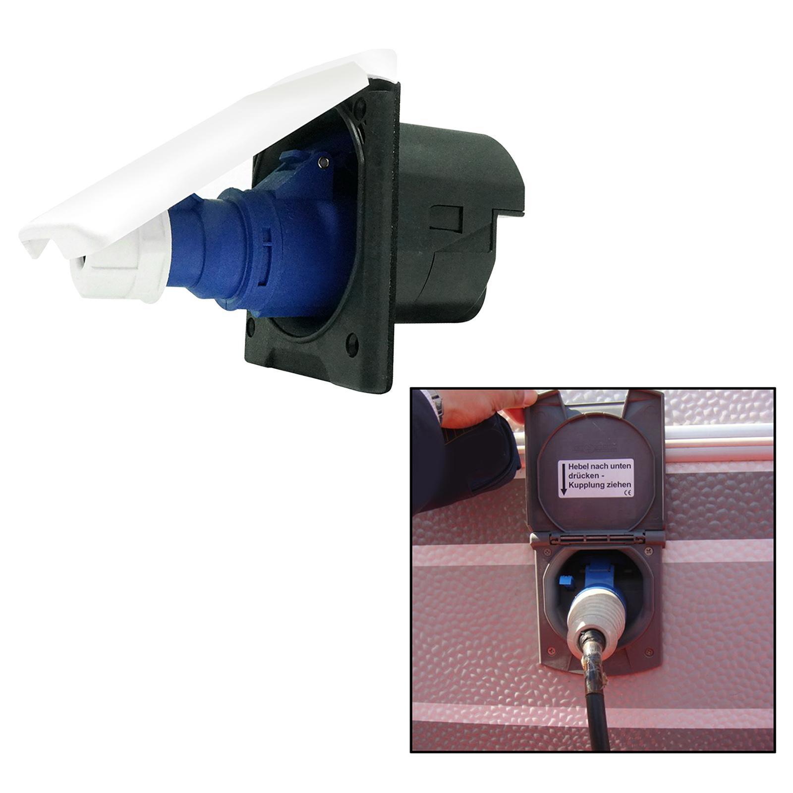 Camper RV External Flush Power Plug and Socket 220V 16A With cover Premium