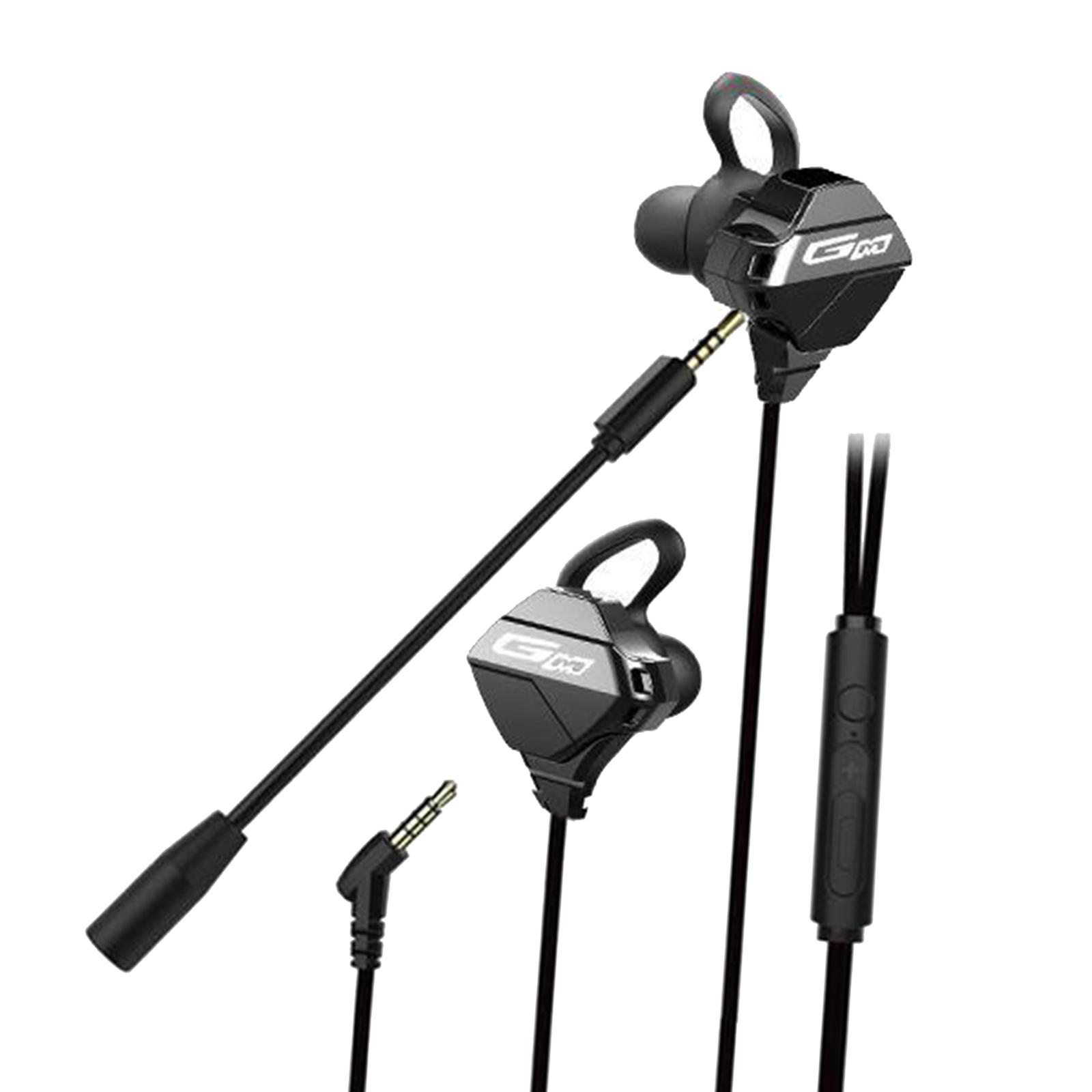 Gaming Earphones & Microphone In Ear Headphones 3.5mm Gold Plated Jack Black